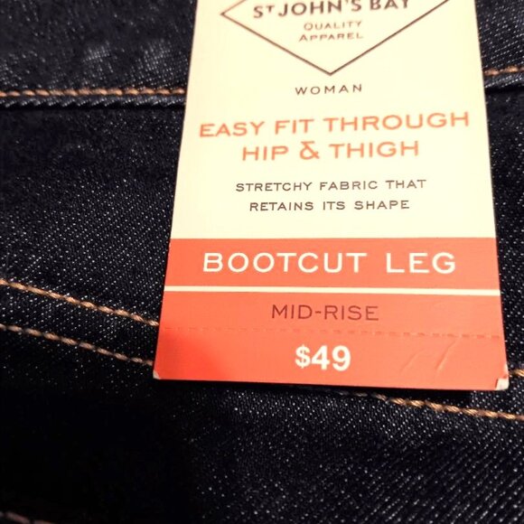 NWT Plus Size 24W St. John's Bay Denim Jeans Mid-Rise Secretly Slender Bootcut - Picture 8 of 9